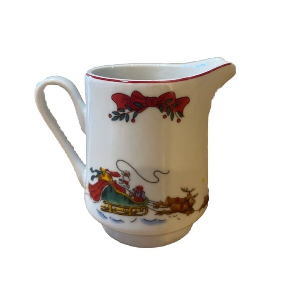 Christmas Vintage Creamer Santa On Sleigh The cellar For macys Bow Santa Sleigh - Picture 1 of 8